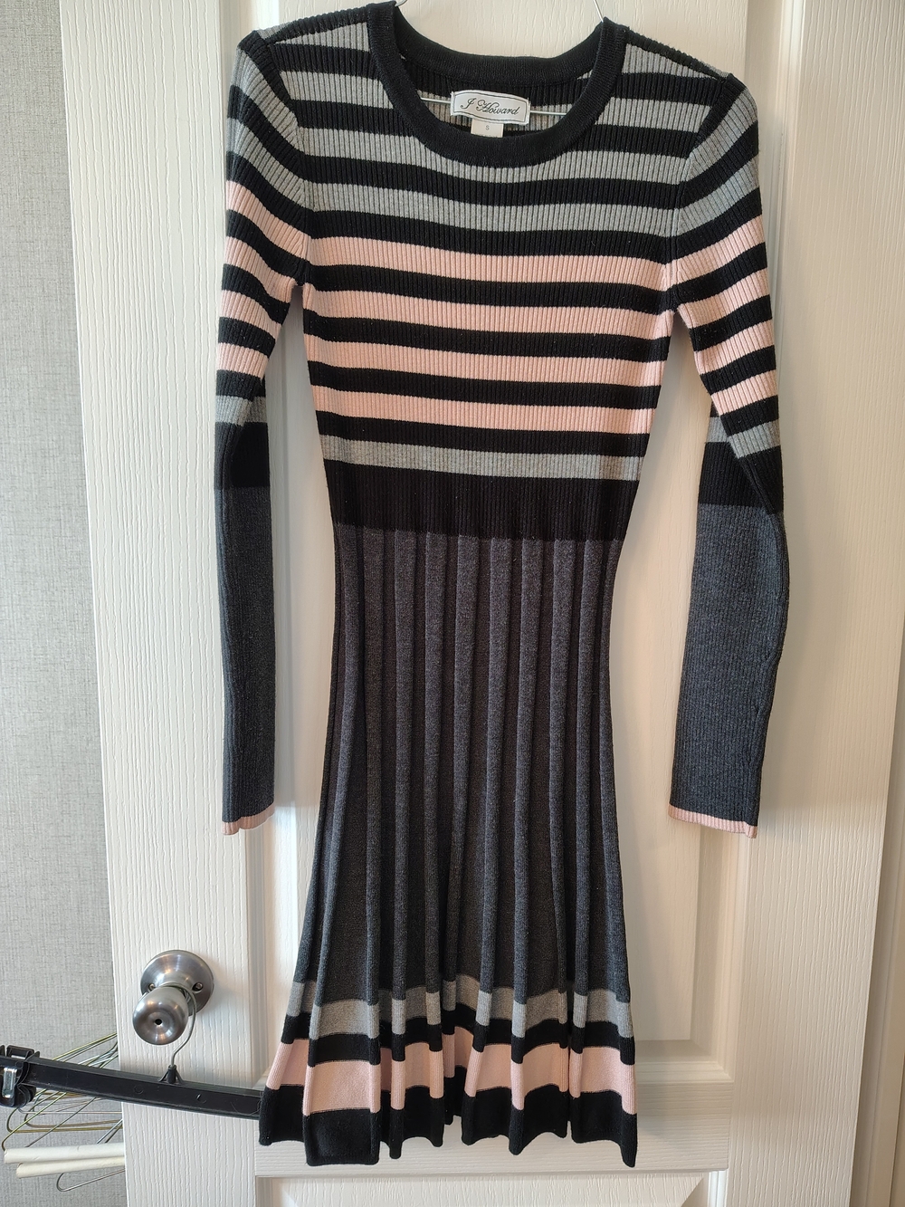 J. Howard Striped Ribbed Sweater - Black, Gray & Cream